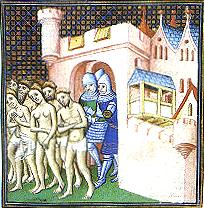 Cathars being expelled from Carcassonne in 1209