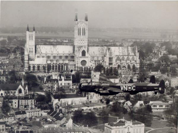 Lincoln over Lincoln Cathedral, May 1947
