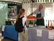 wine stall at farmers market