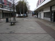 empty streets, boarded-up shops