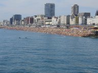 Brighton beach and sea front on a hot summer's day